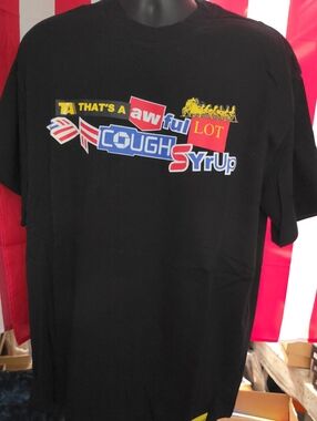 Black Short Sleeve Tee with Multicolor Cough Syrup Graphic